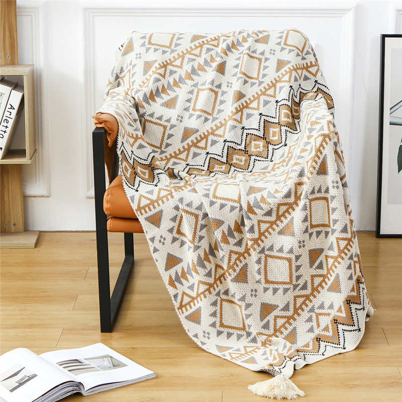 Cozy Shape Pattern Tassel Knitted Blanket