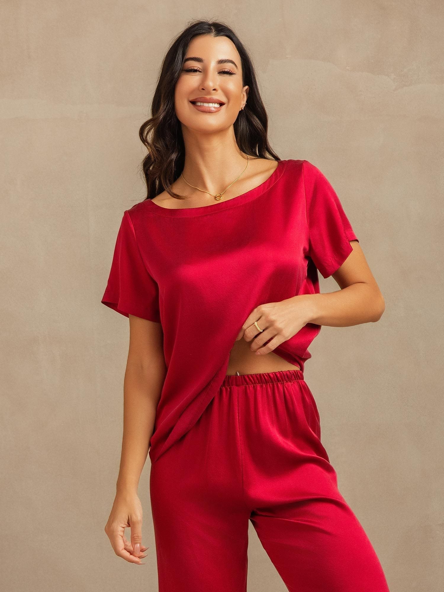 19Momme Women's Washable Silk Short Sleeve Pajamas Set