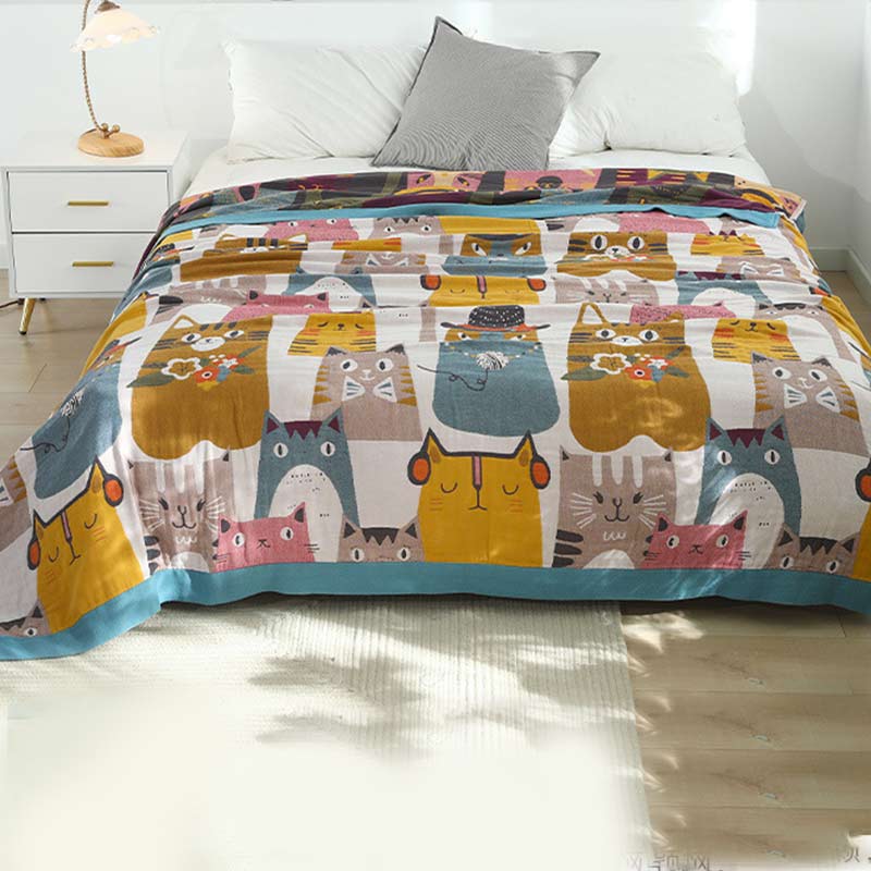 Cute Cat Reversible Cotton Soft Quilt