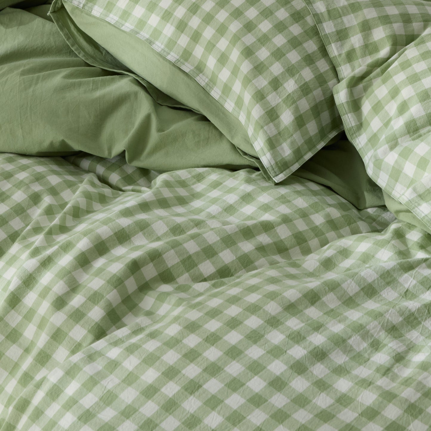 Gingham Washed Cotton Duvet Cover Set(4PCS)
