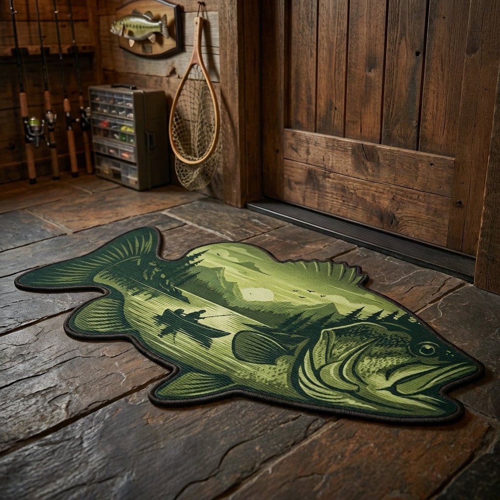 Lake Bass Custom Shape Doormat 
