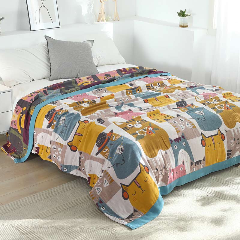 Cute Cat Reversible Cotton Soft Quilt