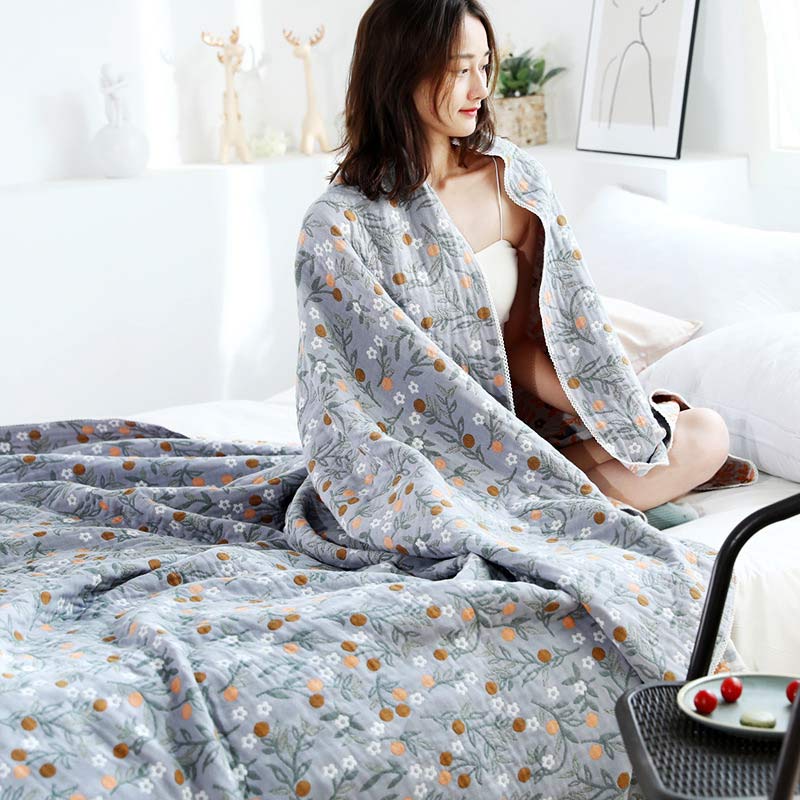 Retro Reversible Coverlet Soft Floral Quilt