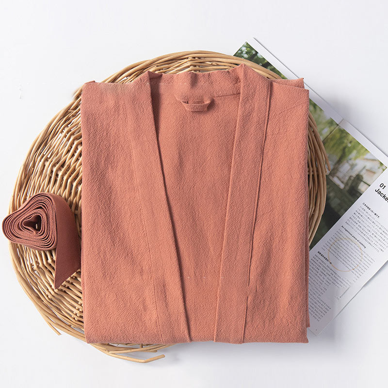 Soft V-Neck Bathrobe Sleepwear with Pockets