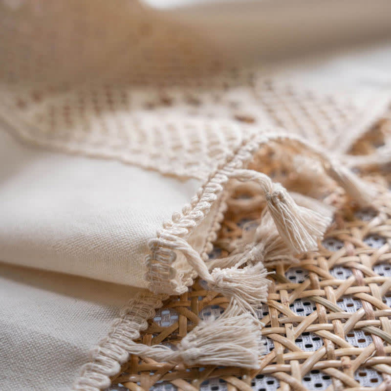 Beige Splicing Hollow-Out Light Filtering Curtain