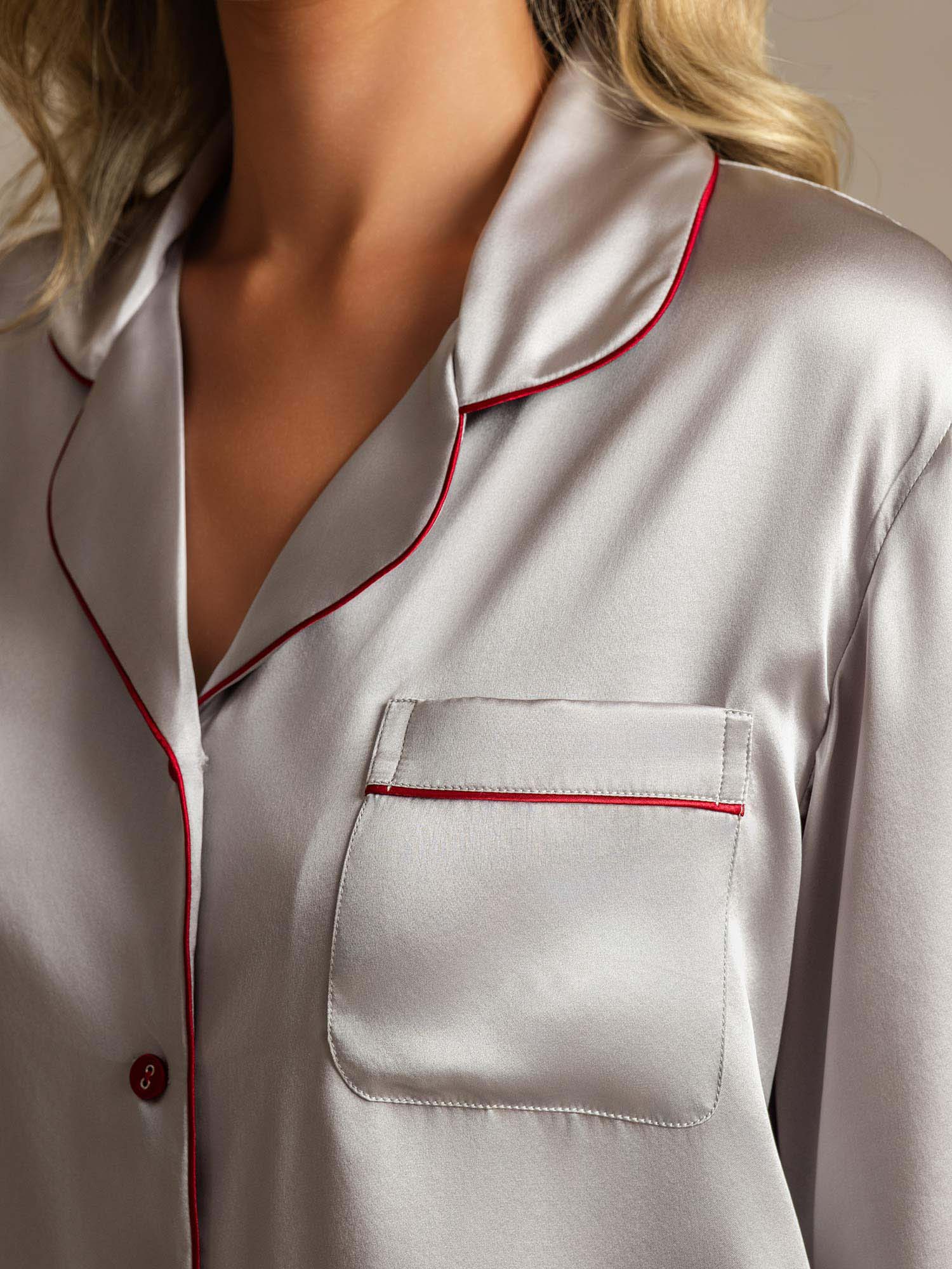 Women's Pure Silk Long Sleeve Notch Collar Pajamas Set