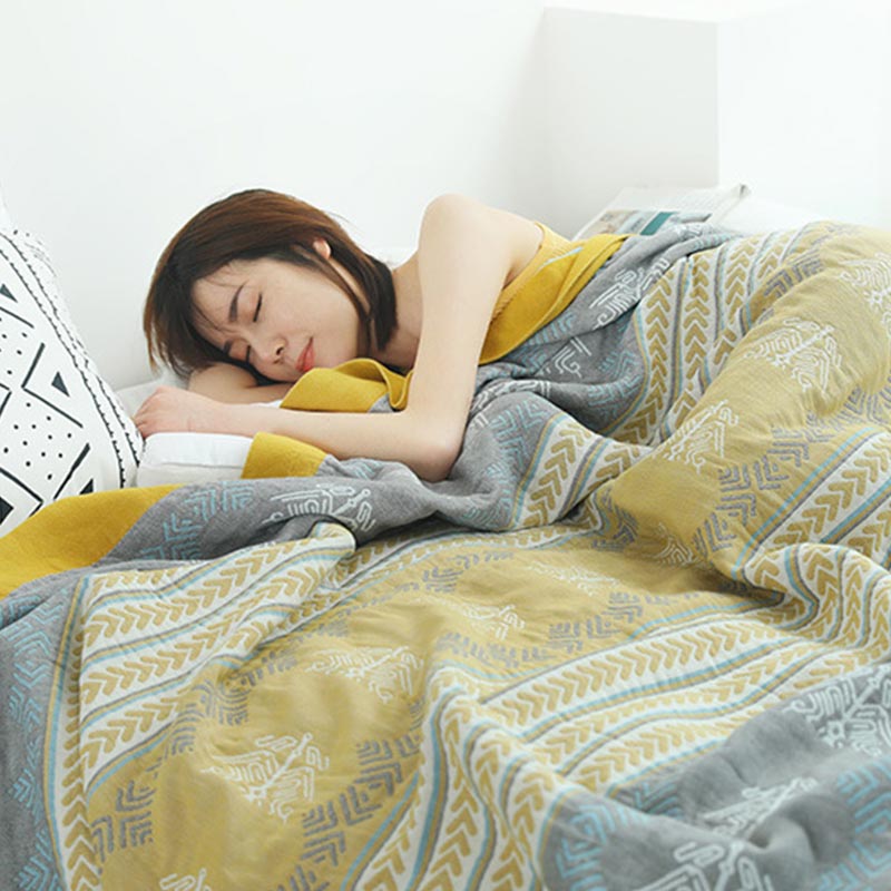 Cotton Wheat Ear Print Reversible Quilt