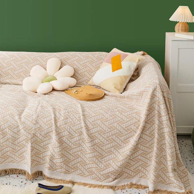 Soft Tassel Blanket Reversible Sofa Cover