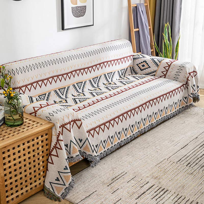 Indian Geometric Blanket Reversible Sofa Cover