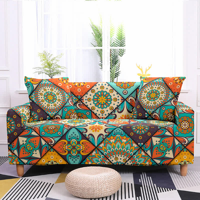 Retro Pattern Elastic Stretchable Couch Cover