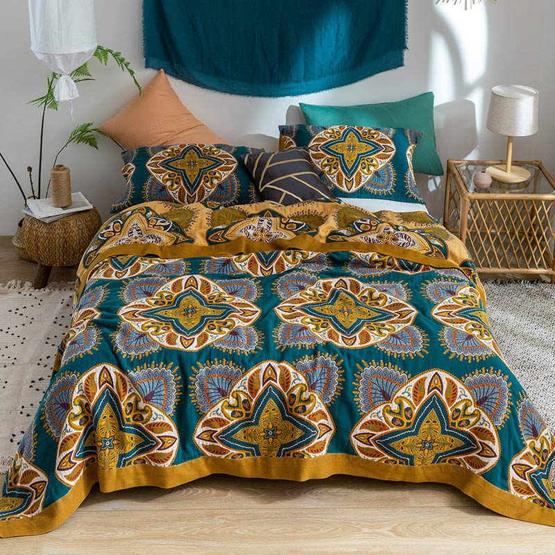 Multicolor Cotton Reversible Design Lightweight Quilt