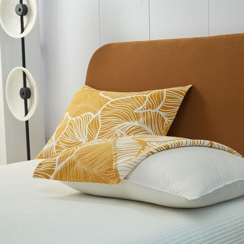 Plantain Leaf Three Layers Breathable Quilt - Yellow - 2PCS Pillow Towels - image 8