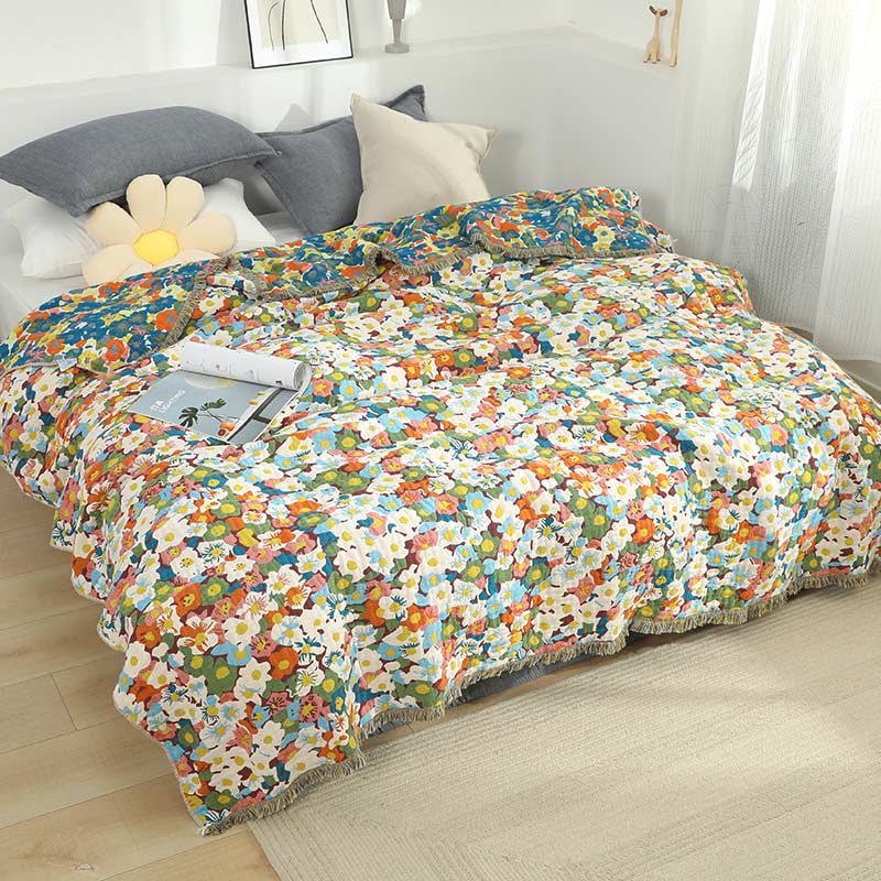 Rustic Flower Reversible Cotton Soft Quilt