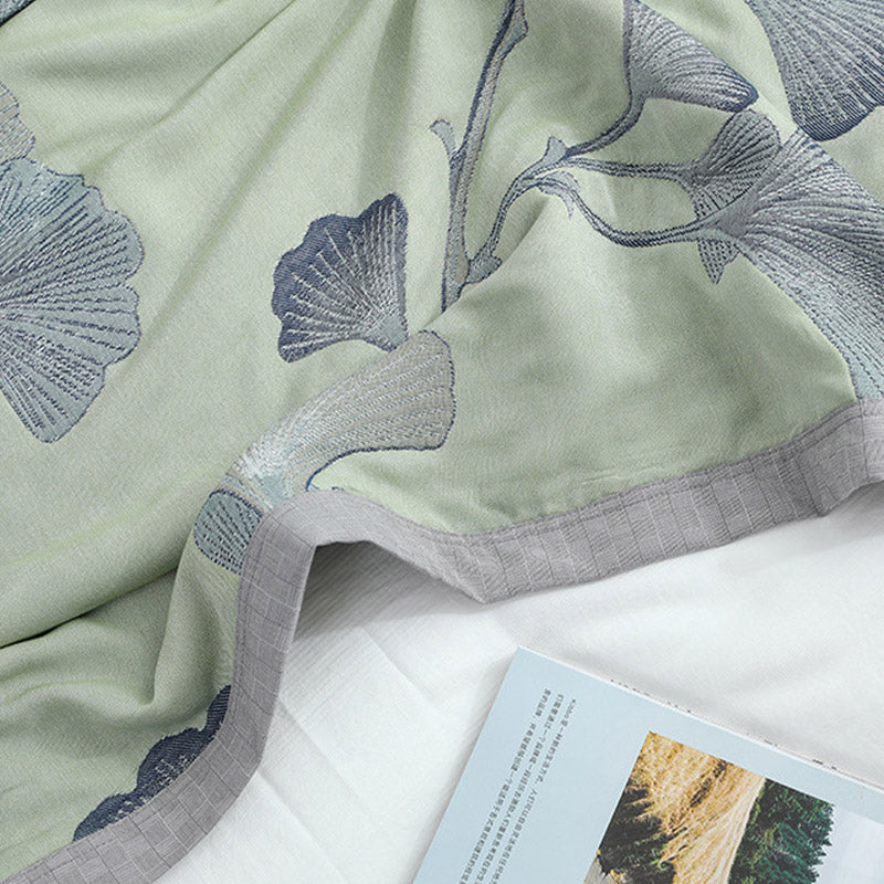 Ownkoti Ginkgo Leaf Cotton Gauze Reversible Quilt