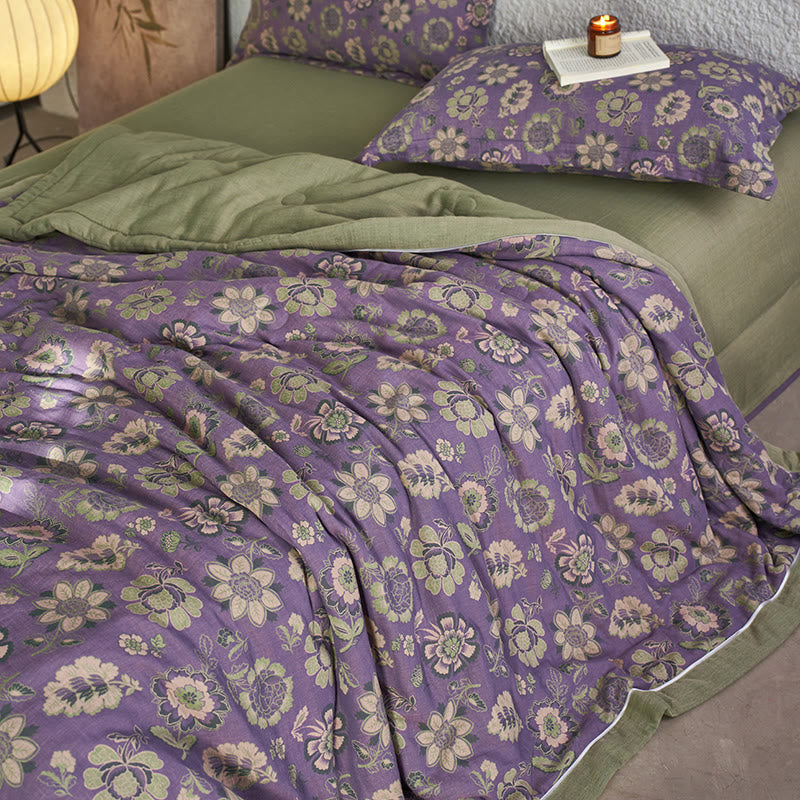 Jacquard Pure Cotton Gauze Floral Quilt