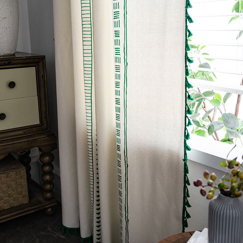 Bohemian Geometric Cotton Semi Blackout Curtains