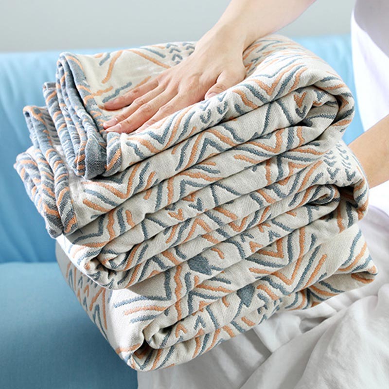Boho Striped Cotton Quilt Reversible Sofa Towel