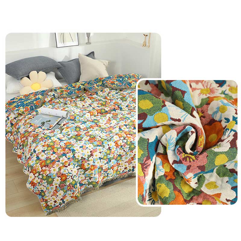 Rustic Flower Reversible Cotton Soft Quilt