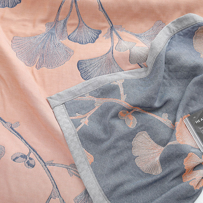 Ownkoti Ginkgo Leaf Cotton Gauze Reversible Quilt