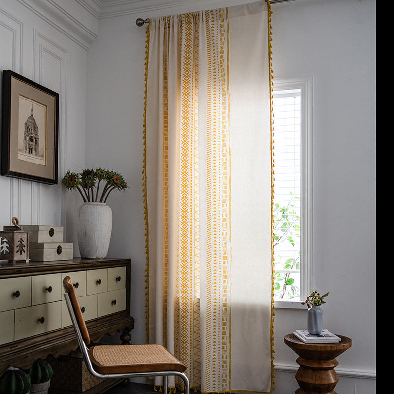 Bohemian Geometric Cotton Semi Blackout Curtains