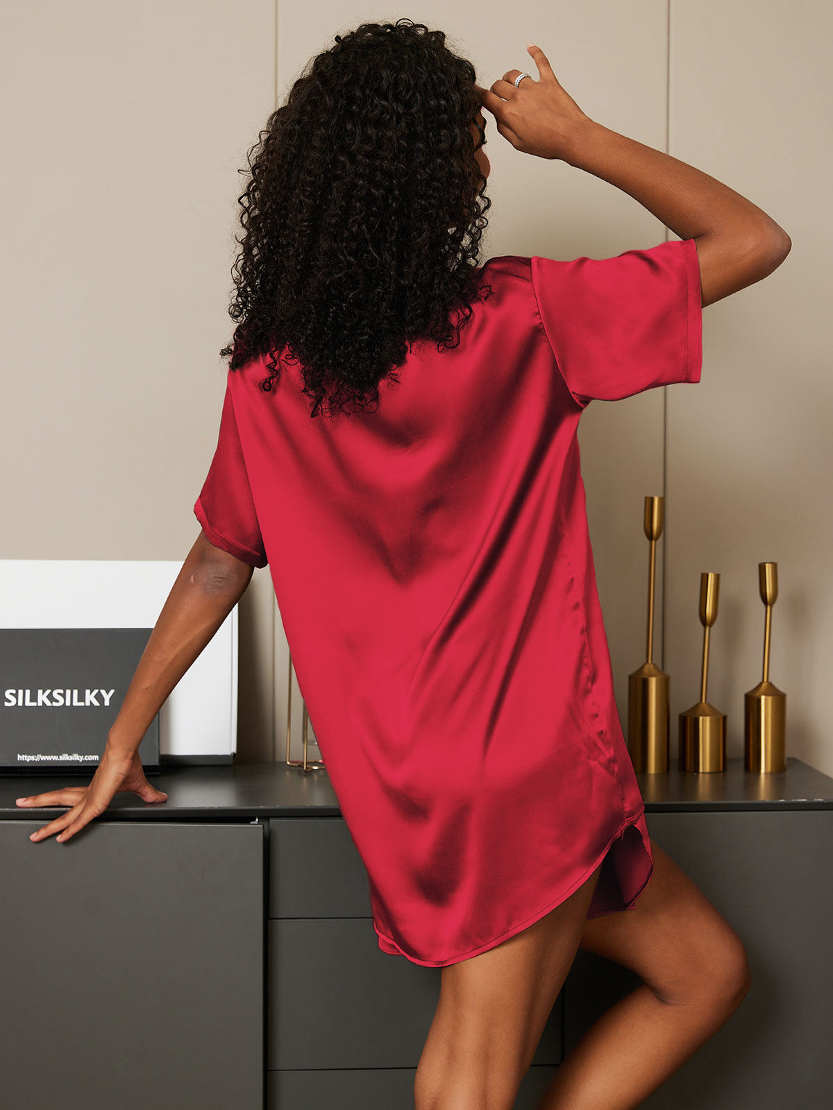 Pure Silk Short Sleeve Round Neck Women's Pajamas Set(Buy 2 Free Shipping)