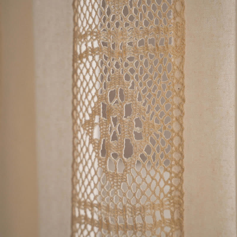 Beige Splicing Hollow-Out Light Filtering Curtain