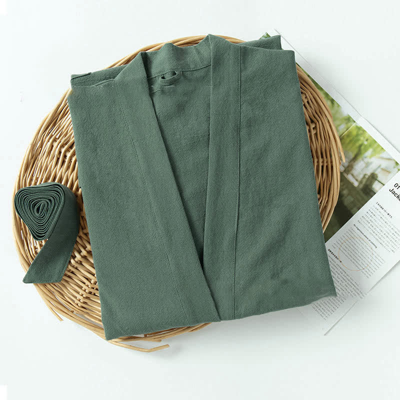 Soft V-Neck Bathrobe Sleepwear with Pockets