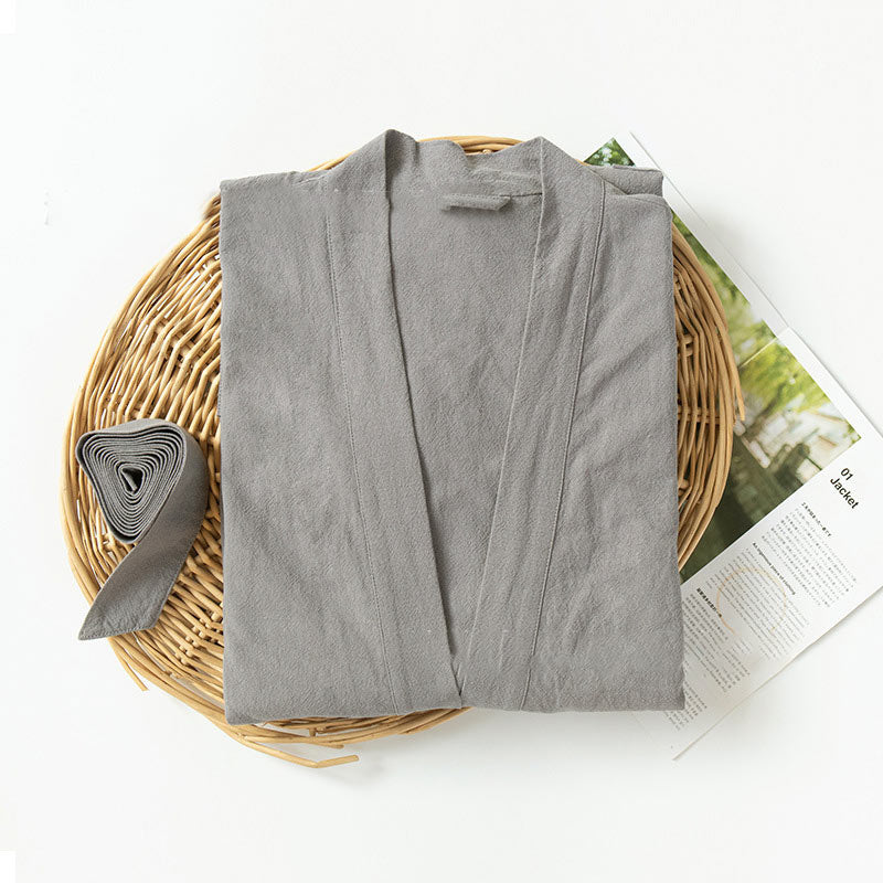 Soft V-Neck Bathrobe Sleepwear with Pockets