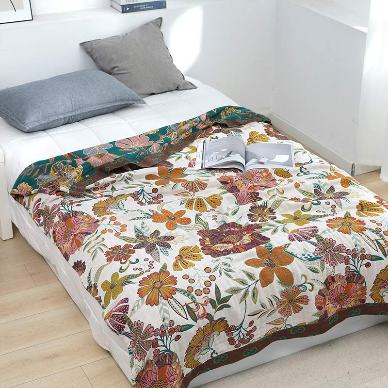 Luxuriant Flower Cotton Reversible Soft Quilt