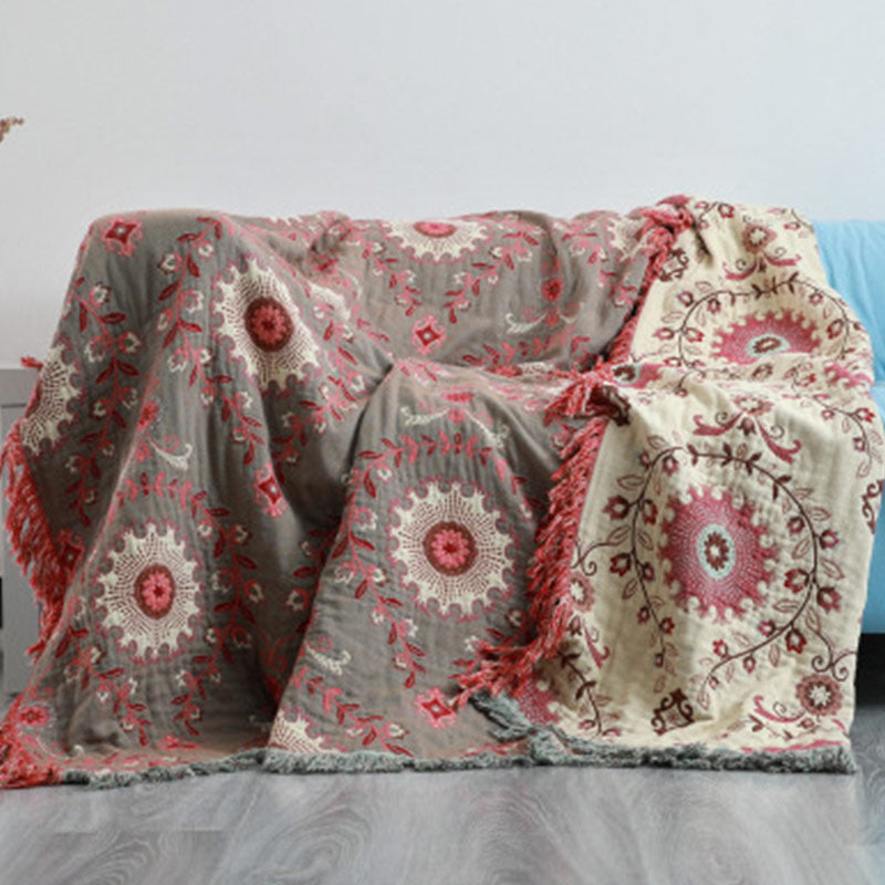 Retro Sofa Cover Cotton Reversible Blanket