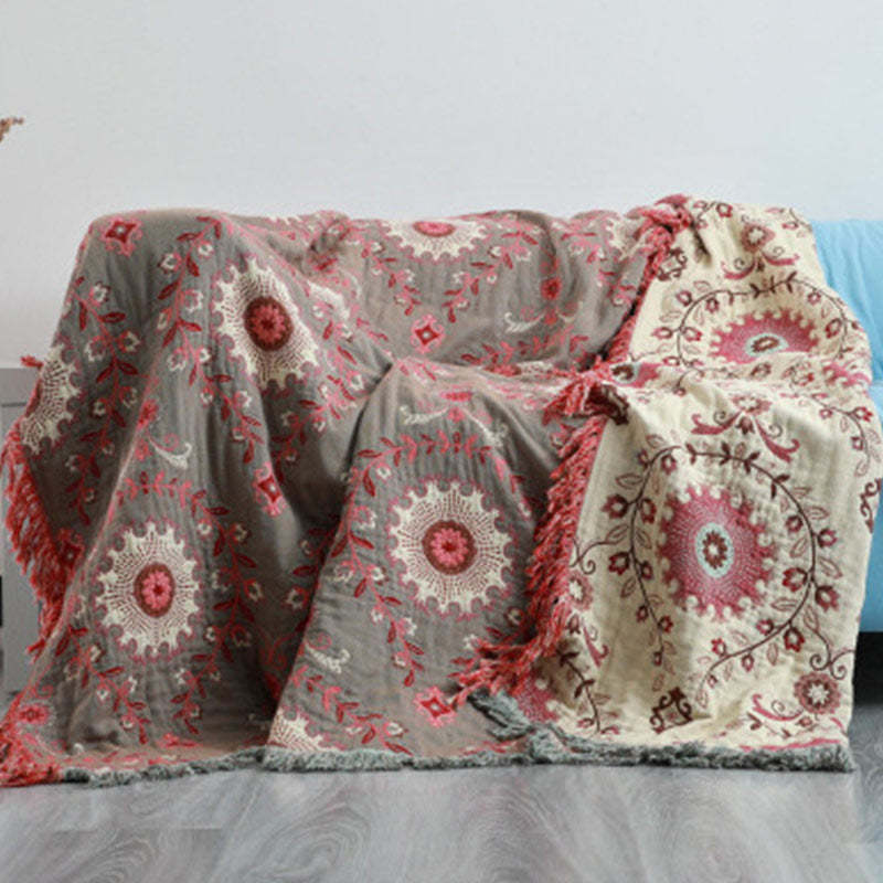 Retro Sofa Cover Cotton Reversible Blanket