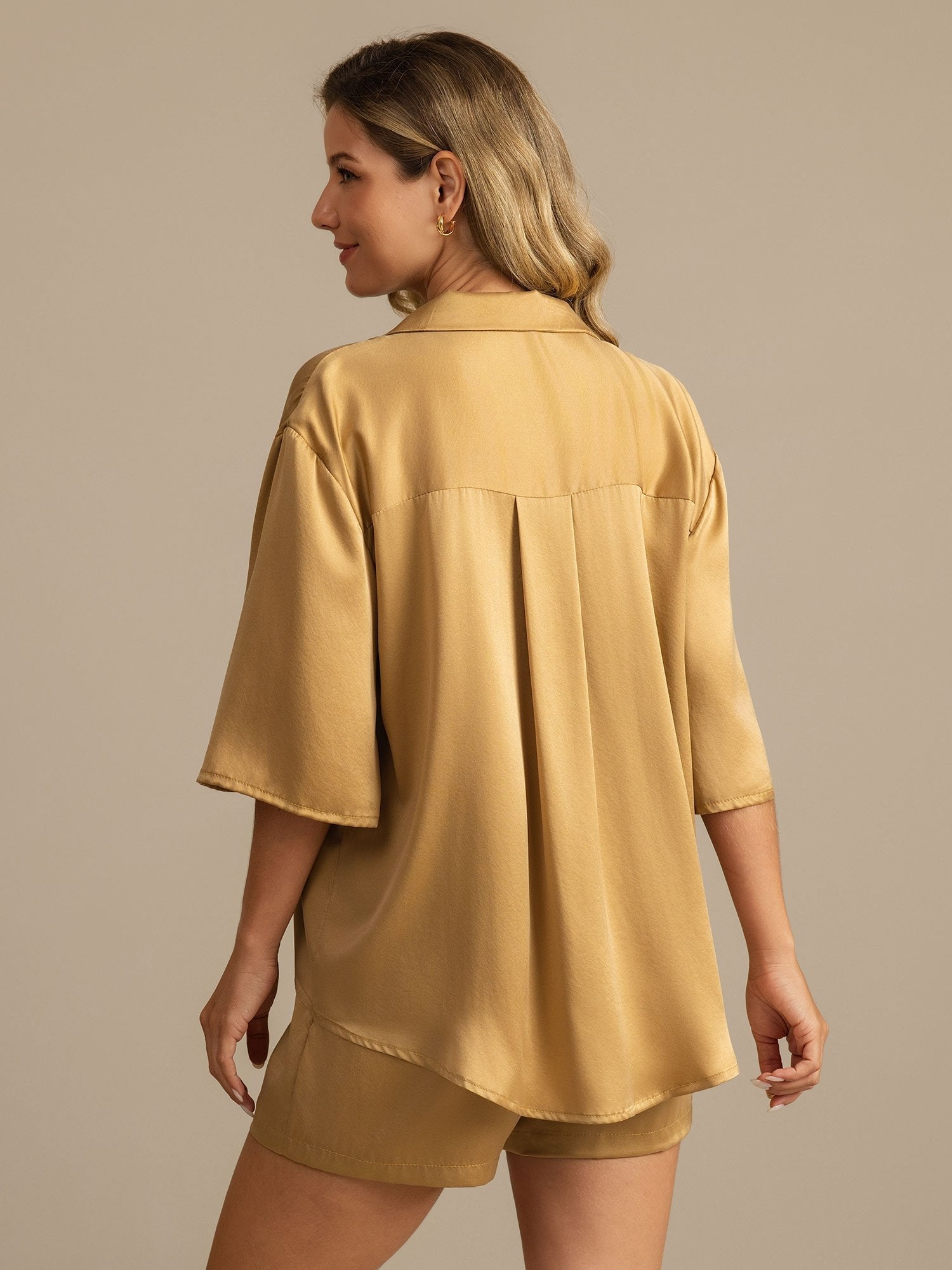 19Momme Women's Washable Silk Notch Collar Pajamas Set with Side Pockets