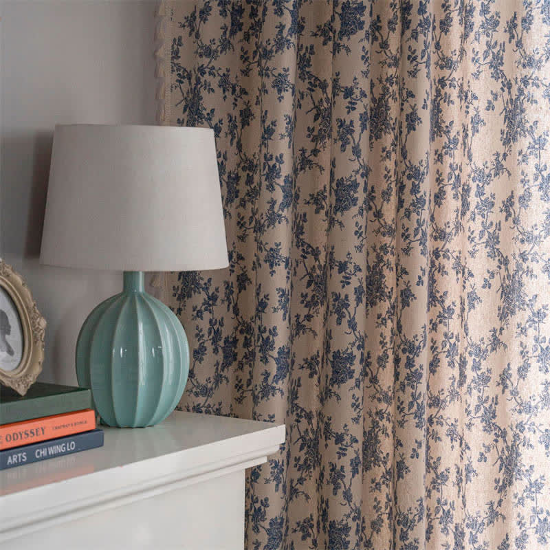 Retro Orchid Tassel Light Filtering Curtain