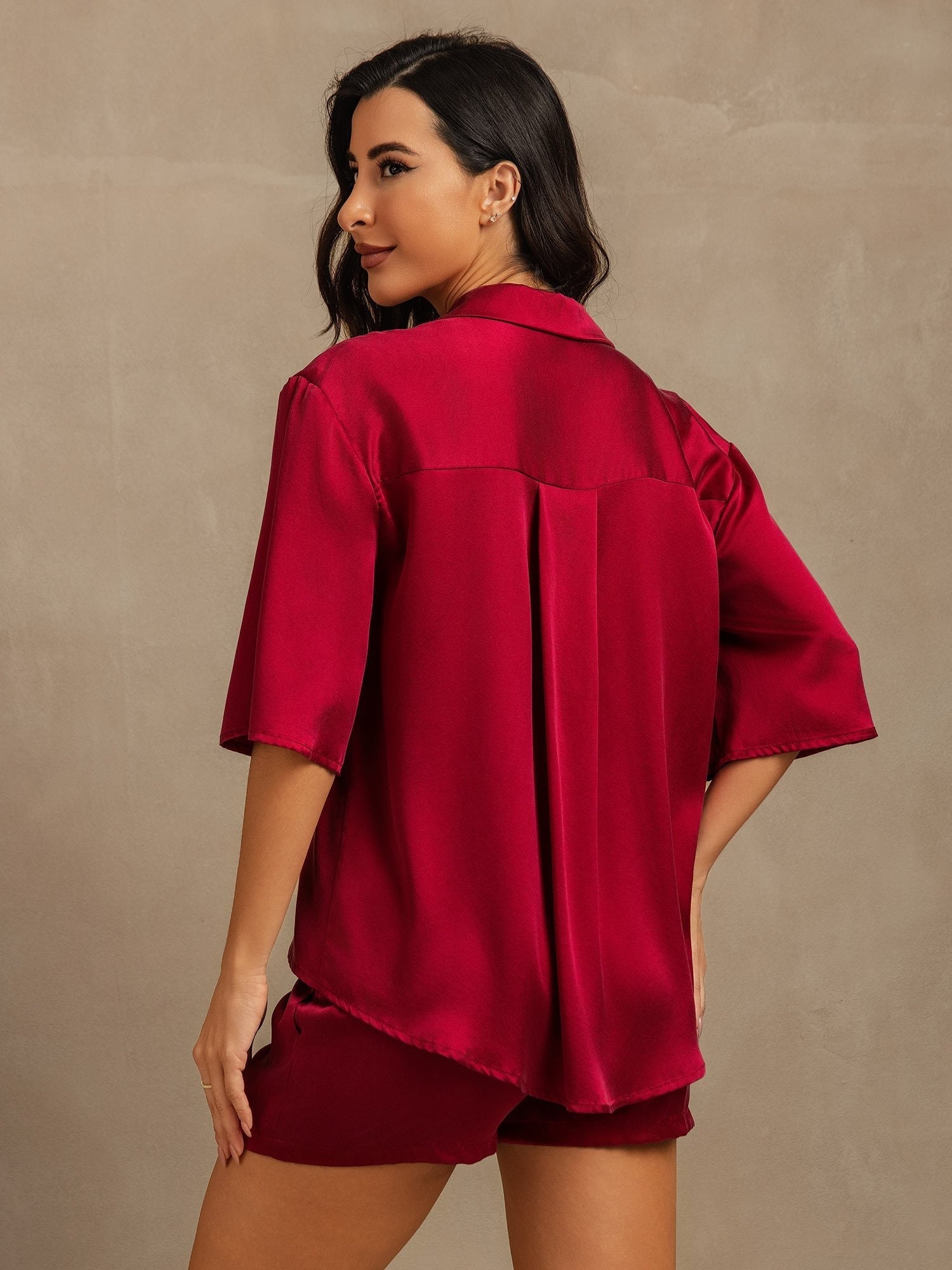 19Momme Women's Washable Silk Notch Collar Pajamas Set with Side Pockets