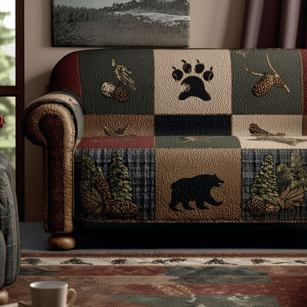 Bear Tracks Quilted Sofa Cover