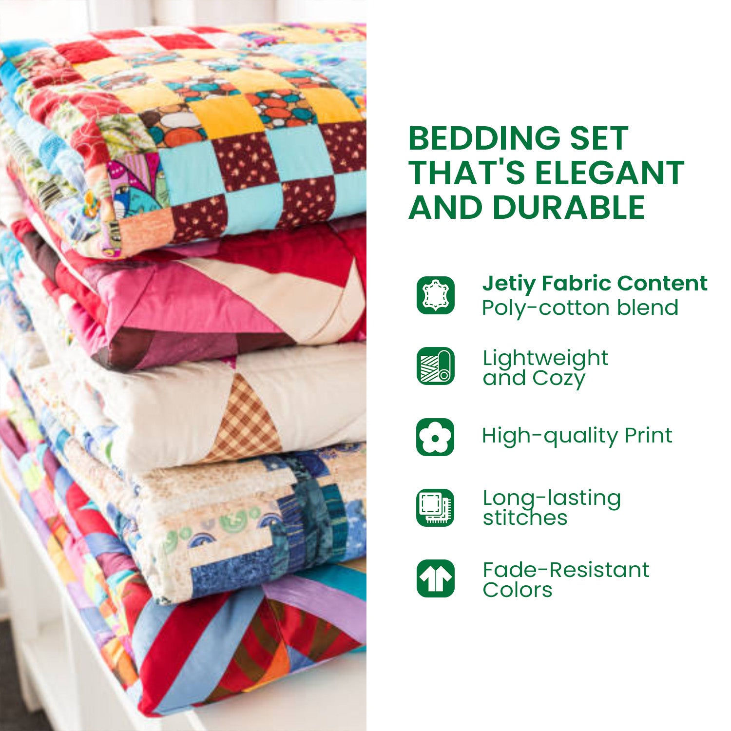 Teal Daisy Mosaic 3-Piece Quilted Bedding Set