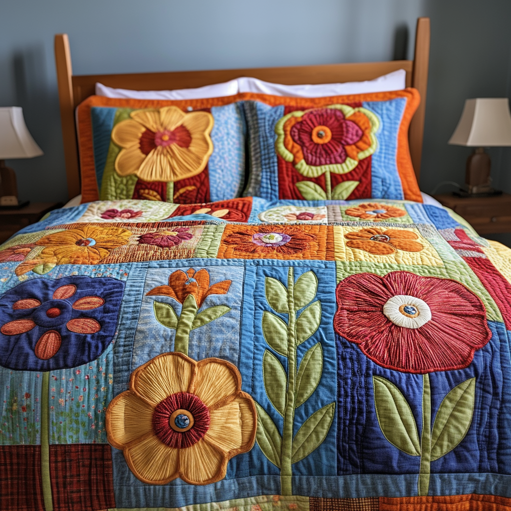 Bloom Comfort 3-Piece Quilted Bedding Set