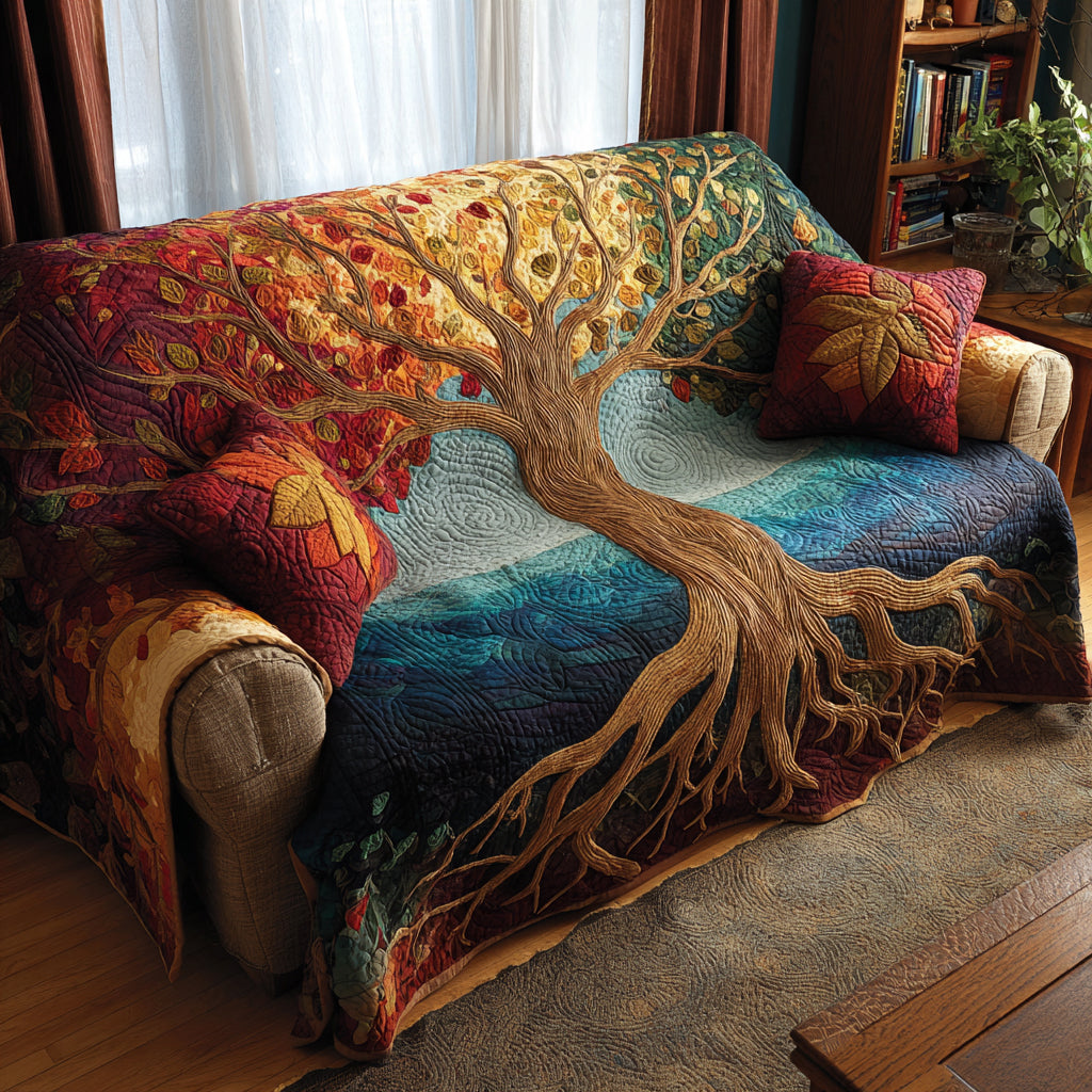 Tree of Life Quilted Sofa Cover