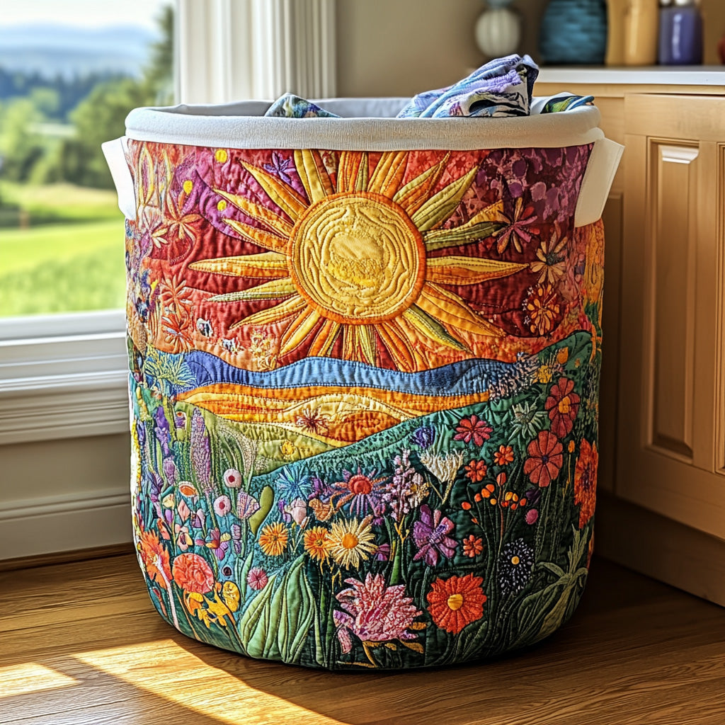 Bright Meadow Quilted Laundry Basket 