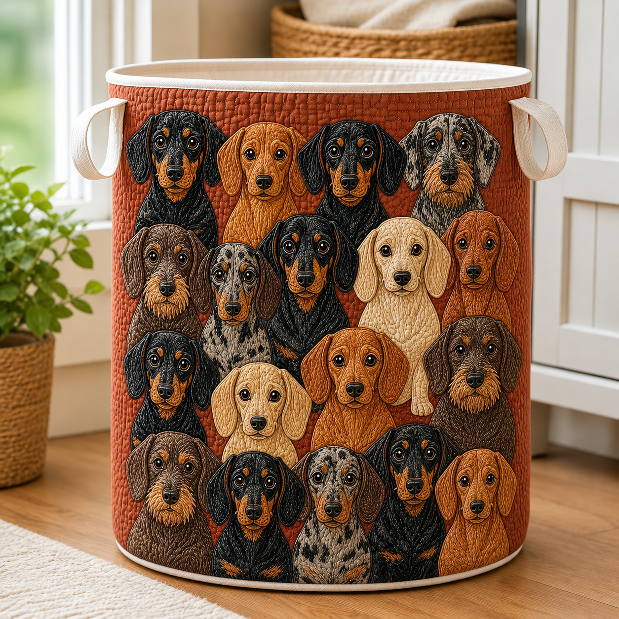 Dachshund Dog Quilted Laundry Basket