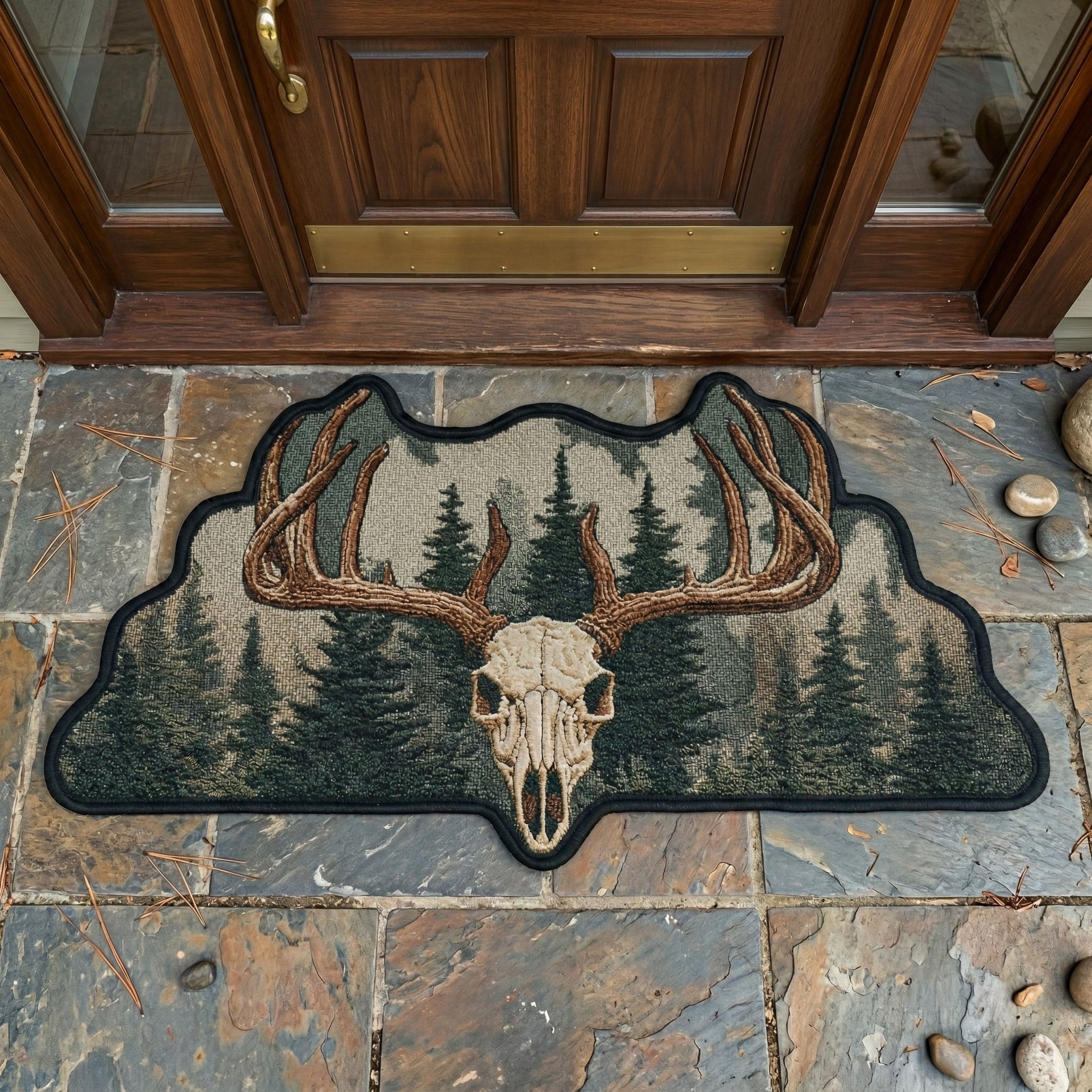Cabin Antler Crest Custom Shape Doormat  