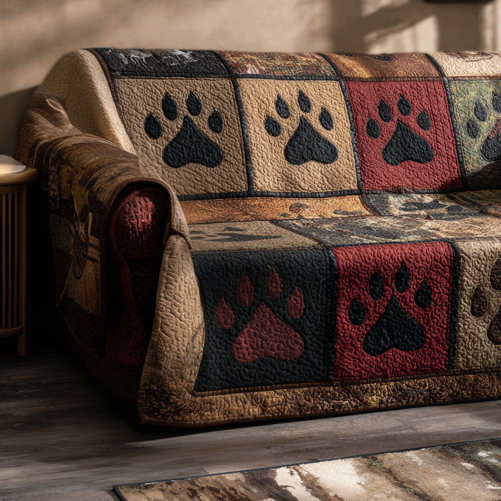 Bear Tracks Quilted Sofa Cover