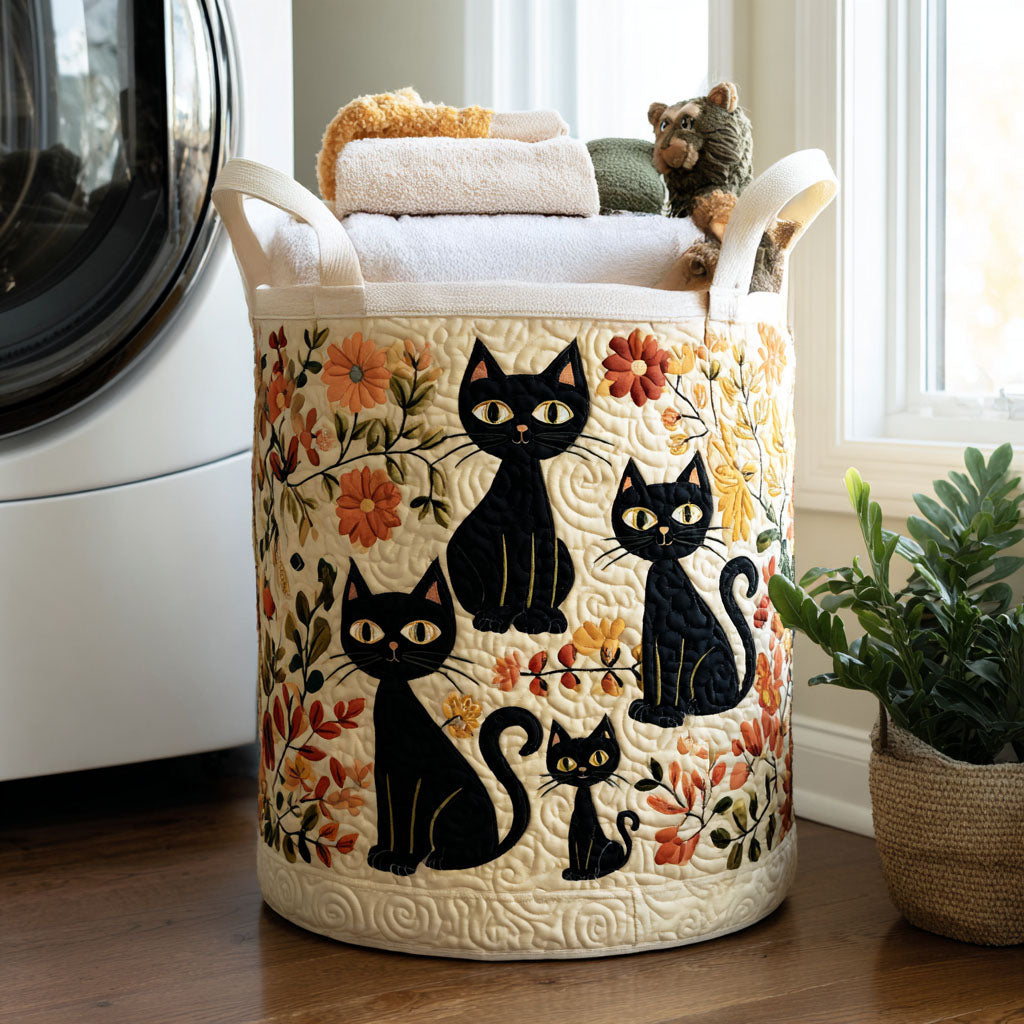 Cat Quilted Laundry Basket  