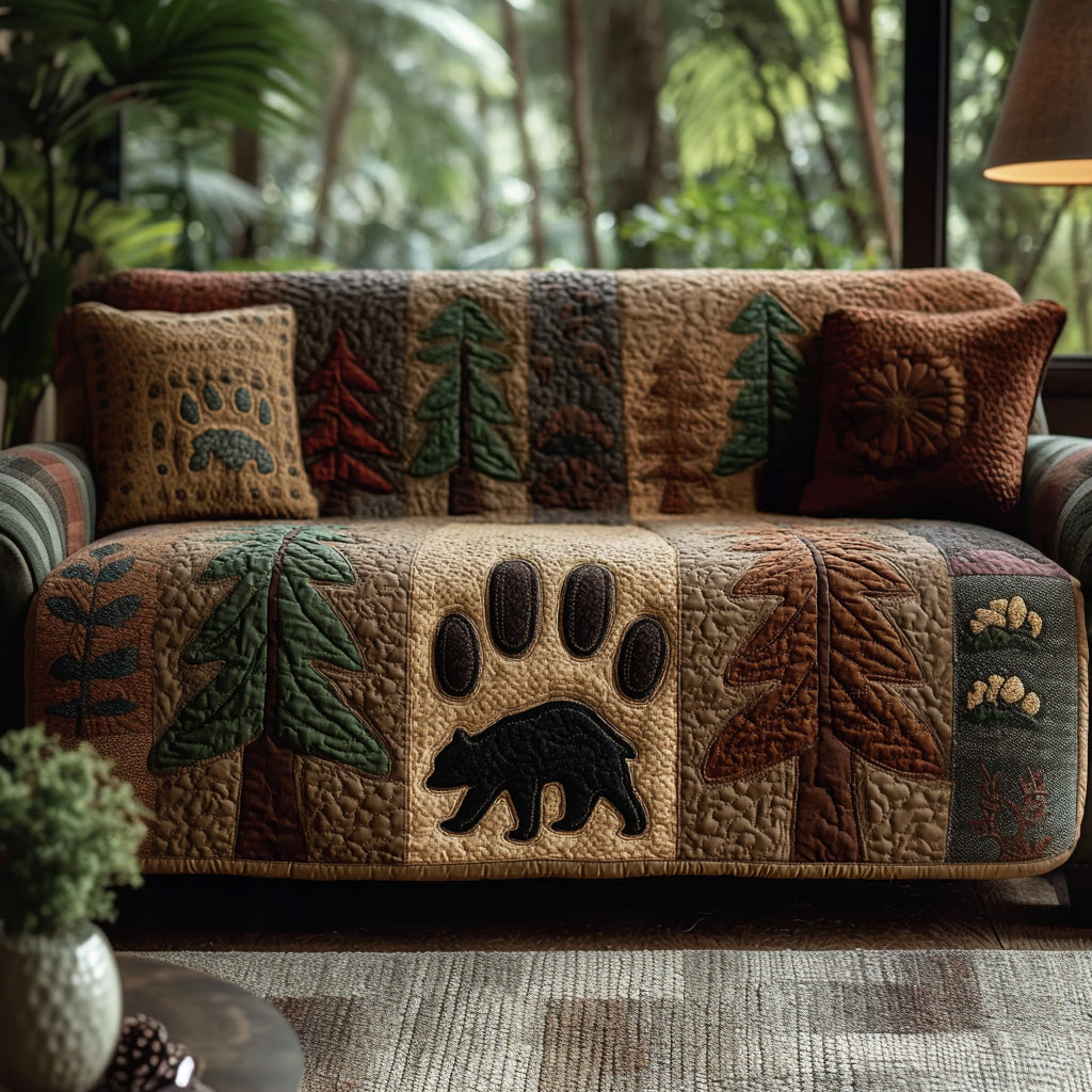 Bear Tracks Quilted Sofa Cover