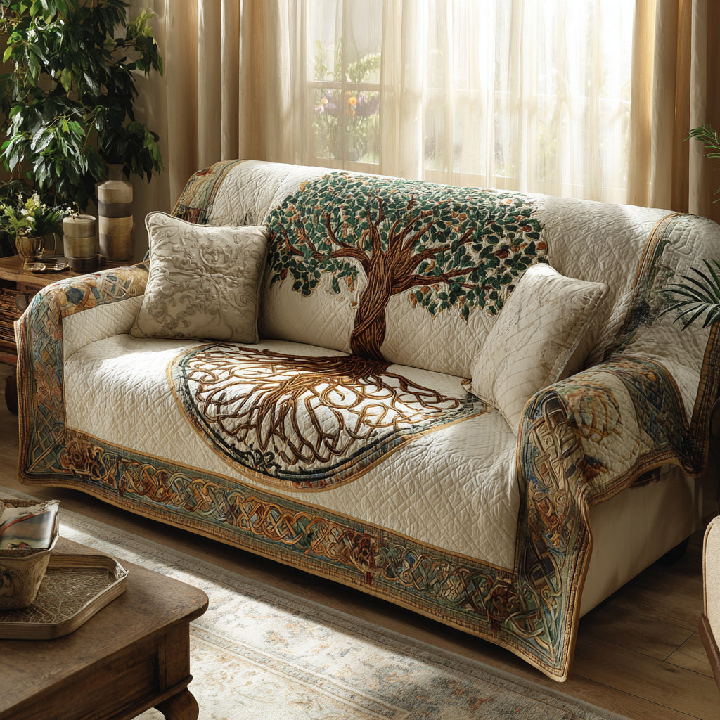 Circle of Life Quilted Sofa Cover