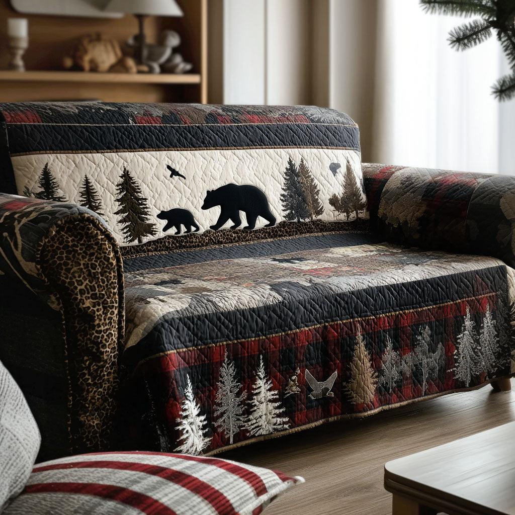 Bear Tracks Quilted Sofa Cover