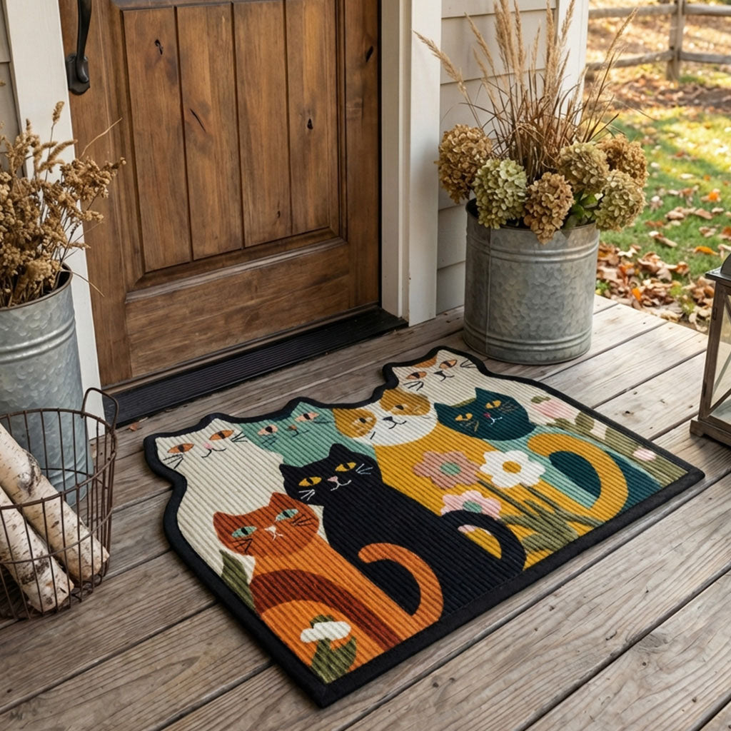 Farmhouse Feline Custom Shape Doormat 