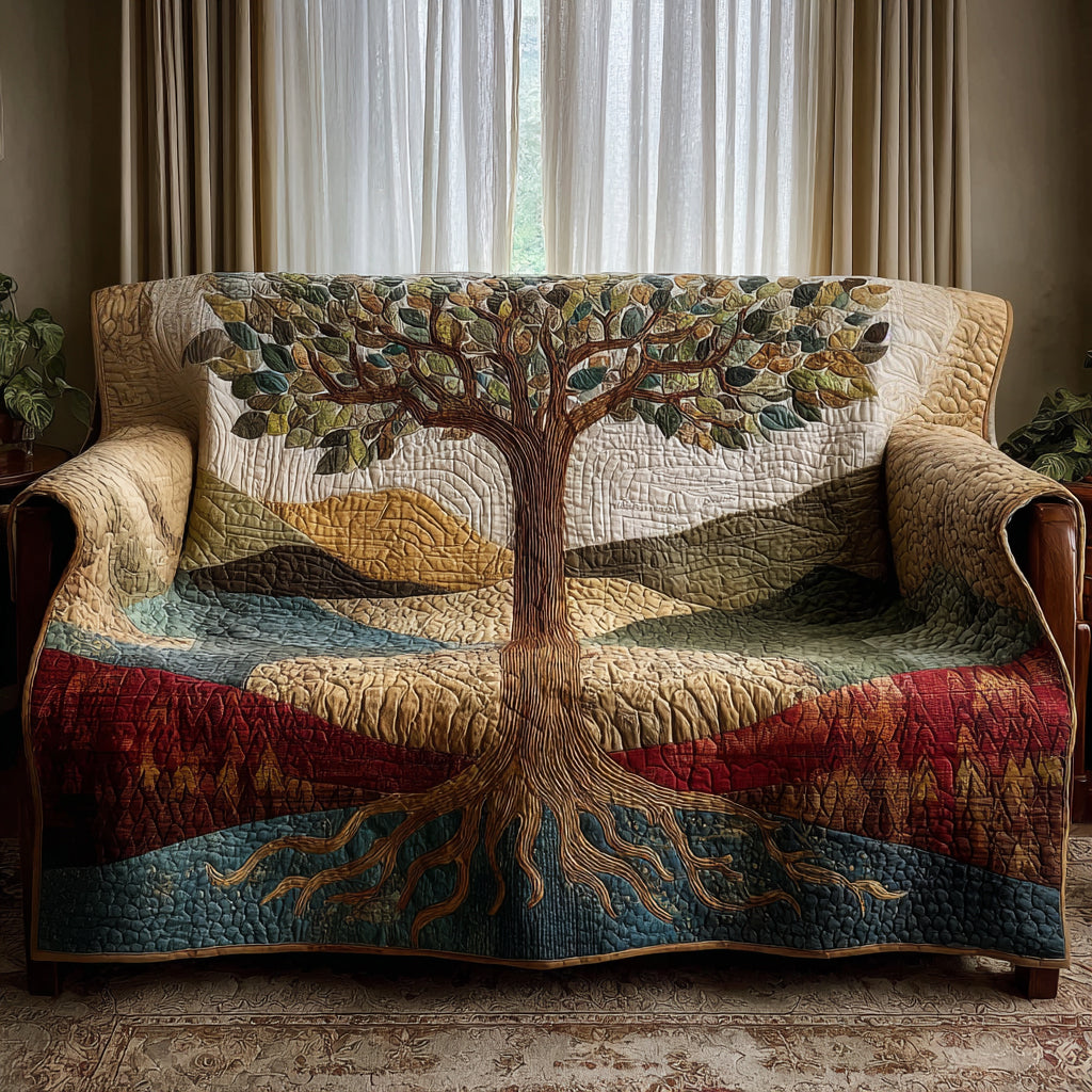 Tree of Life Quilted Sofa Cover