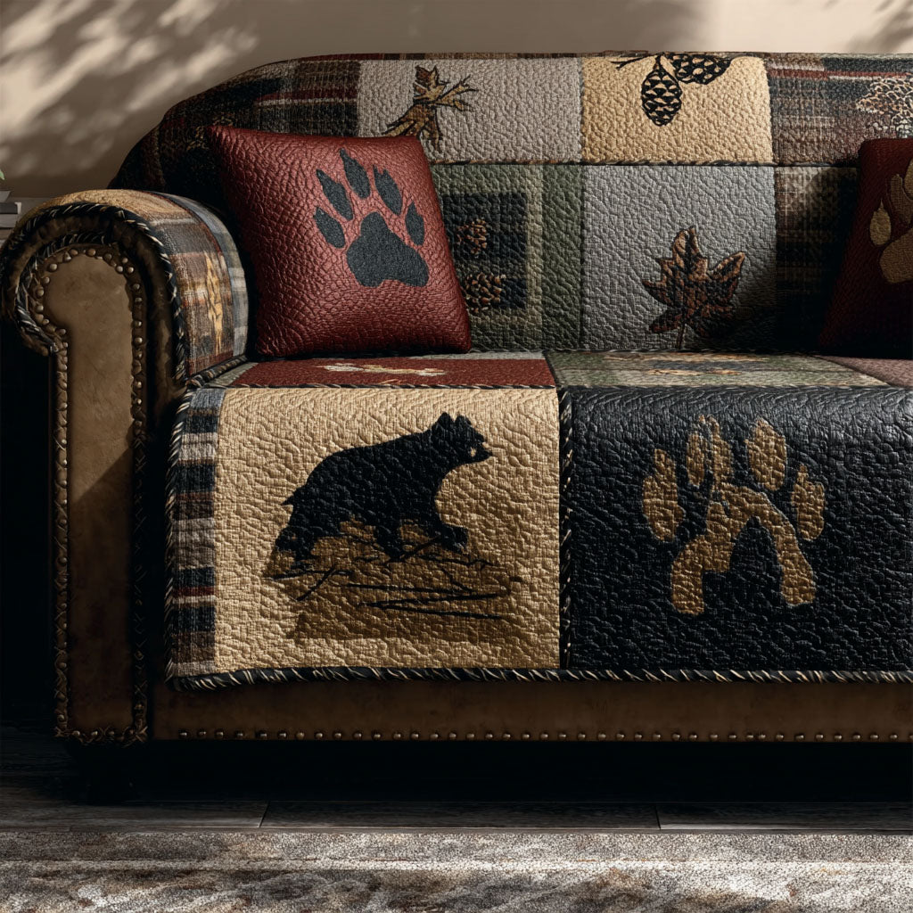 Bear Tracks Quilted Sofa Cover
