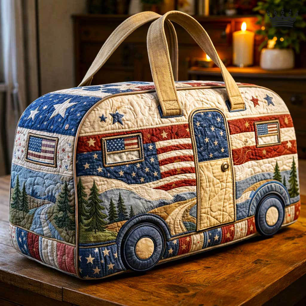Retro Camper Quilted Duffle Bag